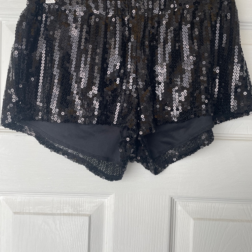 Silence + Noise Black High Waist Sequin Shorts
